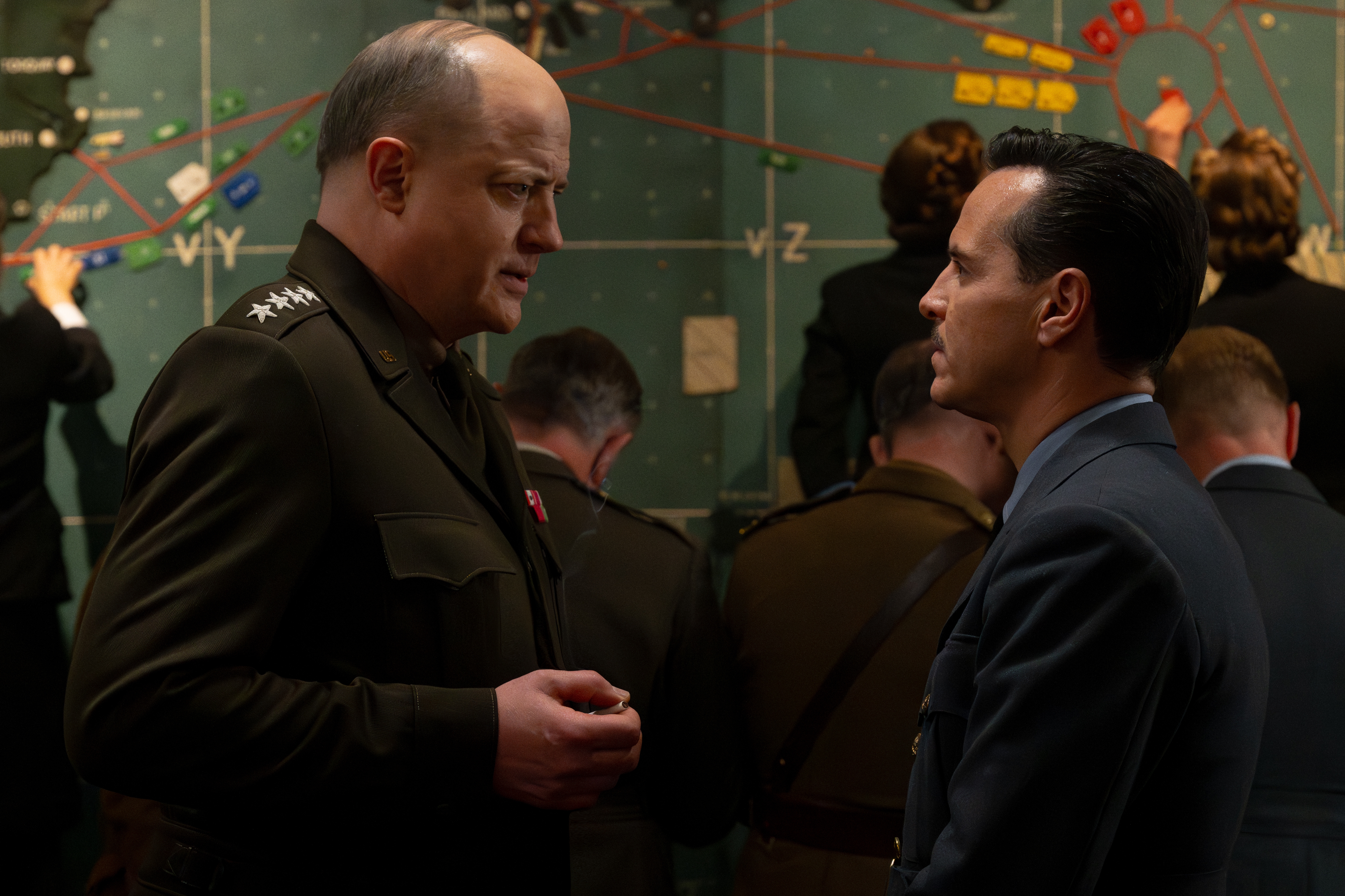 Brendan Fraser plays Gen. Dwight D. Eisenhower and Andrew Scott plays meteorologist James Stagg in the new film <em>Pressure</em>, about the tense lead-up to the D-Day invasion during World War II.